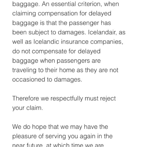 Icelandair delayed baggage compensation online